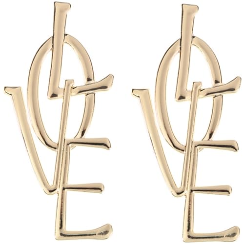Ipetboom Goldene Lange Love Letter Ohrhänger Damen Leichte Metall Ohrringe mit Funkelnden Strasssteinen Modischer Damenschmuck für Romantische Abende Vielseitig Kombinierbar für Party und von Ipetboom