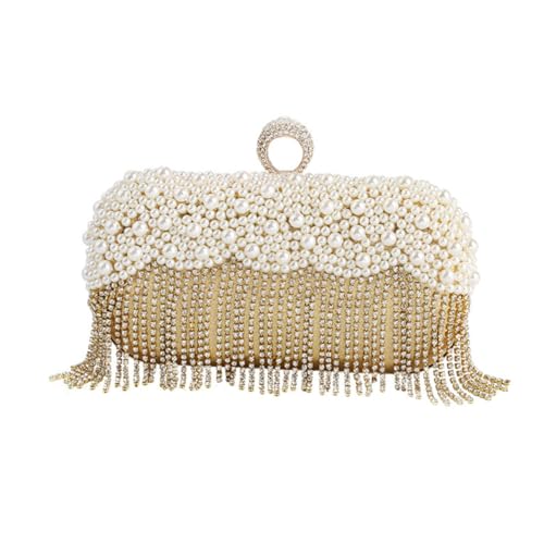 Ipetboom Goldene Perlen Clutch Tasche für Damen Abendtasche mit Quaste für Hochzeiten Partys und Formelle Anlässe Praktisch und mit Mittlerem Fassungsvermögen Ipetboom Goldene Perlen Clutch Tasche für Damen Abendtasche mit Quaste für Hochzeiten Partys und Formelle Anlässe Praktisch und mit Mittlerem Fassungsvermögen von Ipetboom