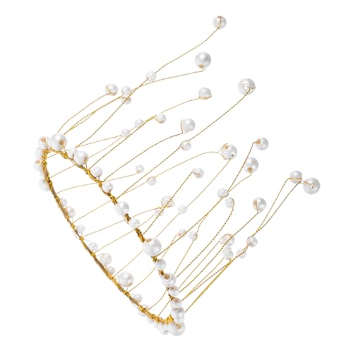 Ipetboom Goldene Perlenkrone Tortendeko Cake Topper Hochzeit Geburtstag Handgefertigt Hochwertiger Kupferdraht Langlebig Edle Tortenaufsatz Dekoaccessoire für Feier Mädchen von Ipetboom