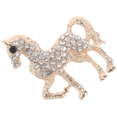 Ipetboom Goldene Strass Pferde brosche Damen Sicherheitsnadel Schmuck Modisches Accessoire Langlebig Zinklegiert für Kleidung Schal Revers Pin Alltag und Fest von Ipetboom