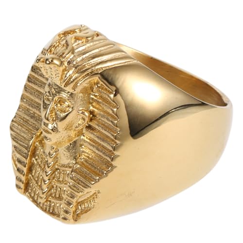 Ipetboom Goldener Herrenring aus mit Ägyptischem Pharaonen Design Modischer Langlebiger Schmuck für Männer als zu Geburtstag Weihnachten Vatertag und Besonderen Anlässen von Ipetboom