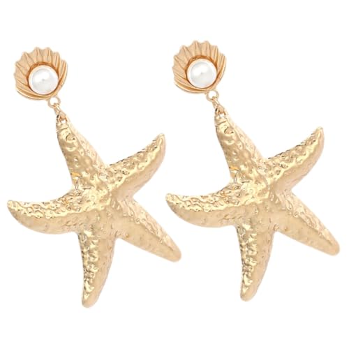 Ipetboom Goldfarbene Muschel Perlen Ohrringe aus Legierung Einzigartige Meeresstern Designs Ohrstecker für Damen Geeignet für Strand Party und Alltag von Ipetboom