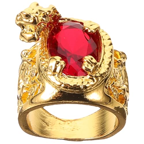 Ipetboom Goldfarbener Dragon Shape Herrenring mit Diamantoptik Cooler Schmuckring Detaillierte Verarbeitung Hautfreundlich Robust Modisches Accessoire für Alltag Party und Geschenk von Ipetboom