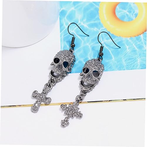 Ipetboom Gothic Skull Dangle Ohrringe Damen Halloween Skelett Schmuck Metall Leicht Halloween Party Kostüm Zubehör von Ipetboom