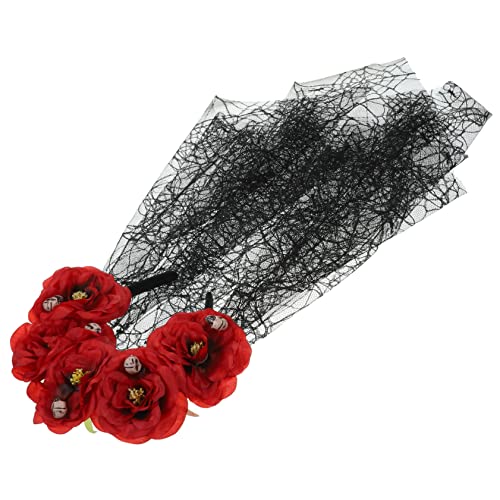 Ipetboom Gothic Veil Haarreif Mit Kunstblumen Und Schleier Für Halloween Tag Masquerade Und Kostümparty Einzigartiges Und Stilvolles Kopfschmuck-accessoire Für Damen von Ipetboom