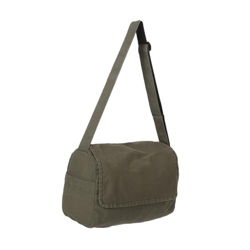 Ipetboom Große Canvas Umhängetasche Damen und Herren Geräumige Messenger Bag aus Robustem Canvas Vielseitige Schultertasche für Schule Arbeit und Reisen Grün Verstellbarer Riemen Langlebig von Ipetboom