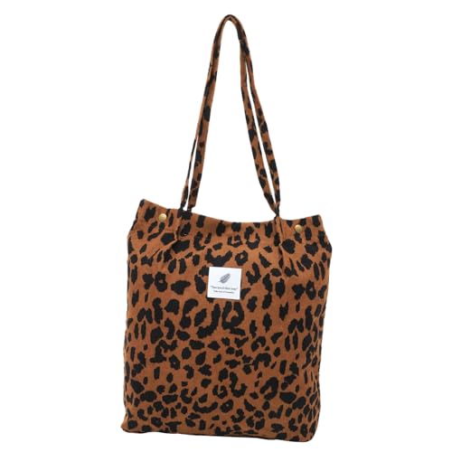 Ipetboom Große Cord Umhängetasche für Damen Stilvolle Schultertasche mit Großem Fassungsvermögen für Freizeit Arbeit und Reisen Geeignet für Bücher Regenschirme und Leopardenmuster Lxwxcm von Ipetboom