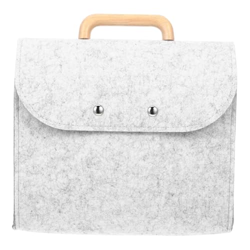 Ipetboom Große Filz Aufbewahrungstasche mit Holzgriff Langlebiger Business Organizer Vielseitige Dokumententasche für Büro und Reise Praktische Handtasche in Hellgrau Weicher Griff von Ipetboom