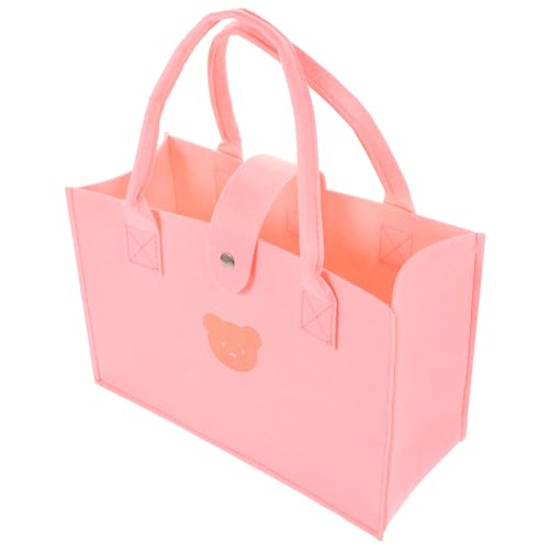Ipetboom Große Filz Tote Bag für Damen Vielseitige Einkaufstasche mit Hoher Strapazierfähigkeit Handgepäcktauglich für Schule Shopping Reisen Pinke Kleine Bär Handtasche von Ipetboom