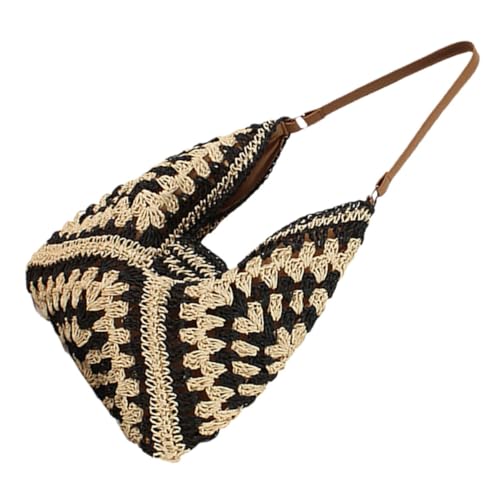 Ipetboom Große Geflochtene Schultertasche Damen Hobo Bag aus Leichtem Papierseil Handgewebt Robust und Modisch Vielseitige Strandtasche für Sommerurlaub Alltag und Arbeit von Ipetboom