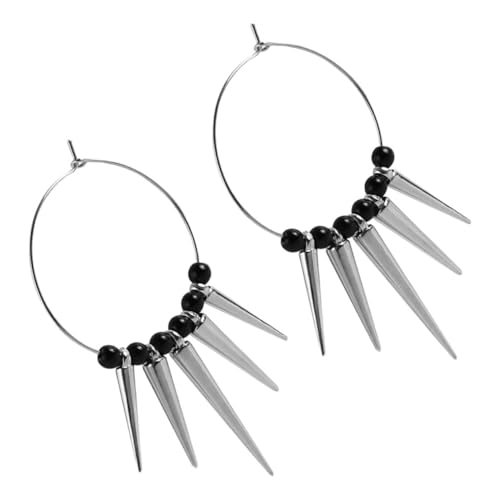 Ipetboom Große Geometrische Creolen Ohrreifen mit Nieten Punk Stil Statement Ohrringe für Frauen Leichter Legierungsschmuck Vielseitig für Party Konzert Alltag von Ipetboom