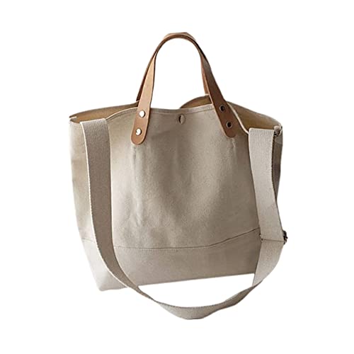 Ipetboom Große Kapazität Damen Umhängetasche Leichte Canvas Schultertasche für Alltag Shopping und Reisen Beige von Ipetboom