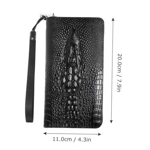 Ipetboom Großes Herren Langportemonnaie mit Alligatorprägung Reißverschluss Langlebig Große Kapazität für Karten Sicheres Kartenetui Modische Geldbörse für Männer Schwarz von Ipetboom