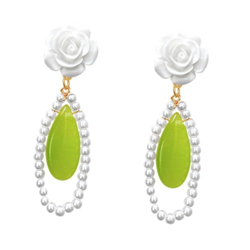 Ipetboom Grüne Katzenaugen Ohrringe Damen Hängend Blüten Design Verarbeitung Ohrhänger Elegant Für Alltag Party von Ipetboom