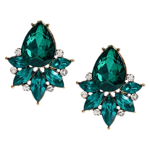 Ipetboom Grüne Strass Ohrhänger Damen Geometrische Cluster Ohrringe Glänzende Tropfen Ohrringe Elegant Geeignet für Hochzeit Party Prom Stilvolle Damenschmuck von Ipetboom