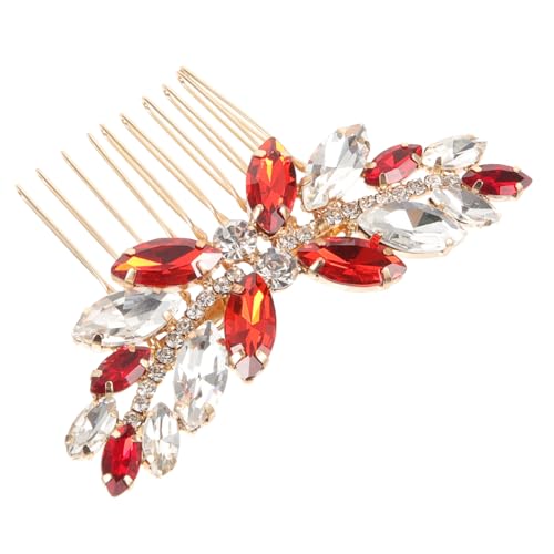 Ipetboom Hochzeit Haarschmuck roter Braut Haarkamm romantisch Kopfschmuck für Mädchen dekorative Haarkämme hochzeitshaar schmuck wedding hair accessories Haarnadel Haarklammer Haarkamm-Clip von Ipetboom