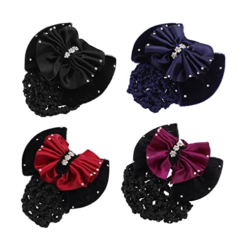 Ipetboom 4stücke Haar Dutt Abdeckungen Mit Schleifen Design Feine Haarnetze Für Damen Für Arbeit Schule Und Formelle Anlässe Weinrot von Ipetboom