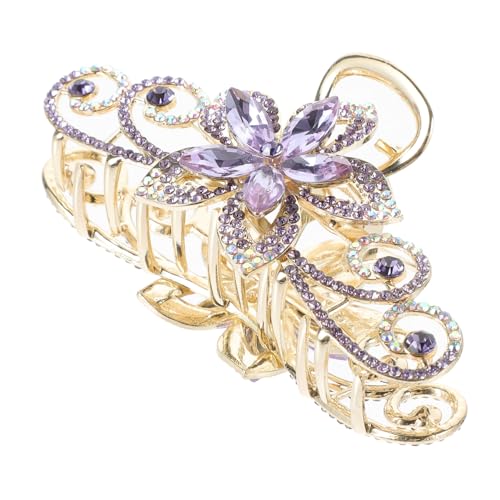 Ipetboom Haarspangen Für Mädchen Haarschmuck Für Damen Haarschmuck Für Mädchen Große Haarspangen Großer Kieferclip Haar Klammern Violett Fräulein Strasssteine Die Blumen Große Haarnadel von Ipetboom