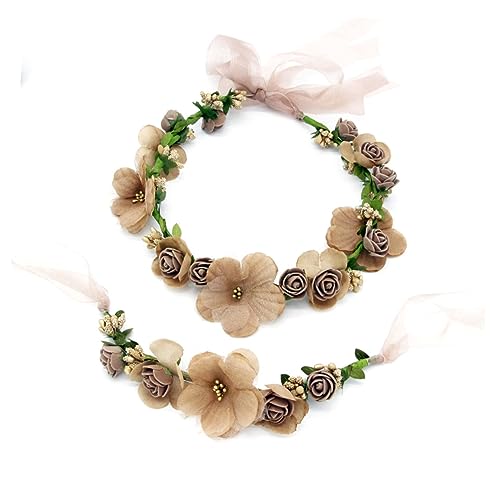 Ipetboom Haarkranz 1Stk Braut Kranz Haar Eltern-Kind-Kranz Spiralstäbe Kopfbedeckung Hochzeit Tiara Brautsimulation Blumenkopfbedeckung Mori-Abteilung Stirnband Armband Urlaub von Ipetboom