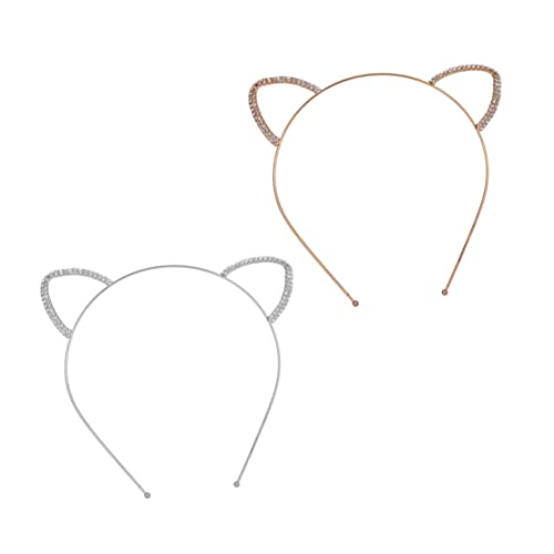 Ipetboom 2stücke Katzenohren Stirnbänder Mit Strass Katzenohren Haarband Aus Legierung Für Mädchen Cosplay-partys Und Bühnenauftritte von Ipetboom