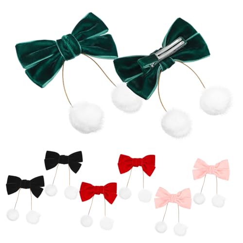 Ipetboom 4paare Samt Haarschleifen Für Mädchen Haarspangen Weihnachten Schleifen Haarschmuck Mit Quasten Für Kleinkinder Und Festivals von Ipetboom