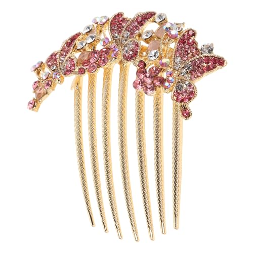 Ipetboom Haarschmuck Französische Anstecknadel französische haarnadel Hochzeitskamm Hochsteckfrisur-Haarspange Haarspangen für Mädchen Brötchenkamm Haarbrötchenzubehör Strasssteine Rosa von Ipetboom