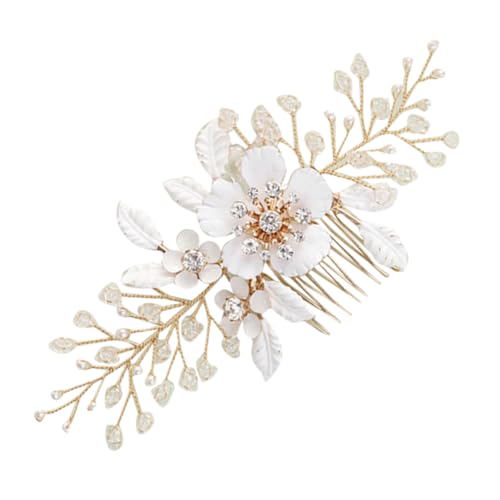 Ipetboom Haarschmuck Für Damen Perlen-braut-seiten Schleier Dekorative Kopfbedeckung Haarschmuck Für Die Hochzeit Badezimmerdekorationen Tiara Kristall Metall Weiß Blumen Tischgesellschaft von Ipetboom