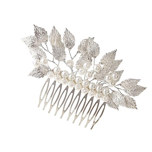 Ipetboom Braut Haarkamm Mit Perlen Eleganter Barock Haarschmuck Für Hochzeiten Blütenblatt-design Silbergrau Für Braut Brautjungfer Blumenmädchen Partys Und Mehr von Ipetboom