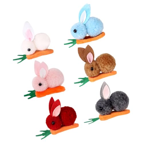 Ipetboom 6stücke Teiliges Mini Plüsch-haarspangen Kaninchen Und Karotten-design Süße Haaraccessoires Für Ostern Für Kleine Mädchen Und Festliche Anlässe von Ipetboom