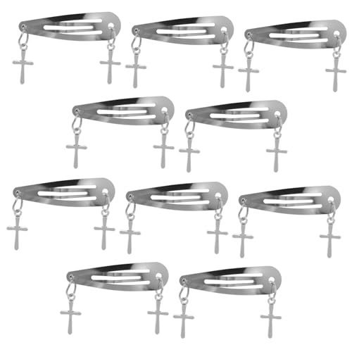 Ipetboom Elegante Gotische Haarspangen Aus Metall Mit Zopf Schnappclips Kreuzanhänger 10-teiliges Set Für Damen von Ipetboom
