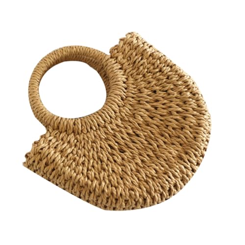 Ipetboom Halbmondförmige Strandtasche Damen Handgefertigt Geflochtene Strohtasche Freizeit Handtasche Robust Für Alltag Shopping Und Partygebrauch von Ipetboom