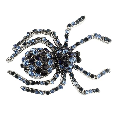 Ipetboom Halloween Brosche Pin Retro Spinne mit Blauen Strasssteinen Dekorative Anstecknadel für Kleidung Schals und Hüte Langlebiger Schmuck für Damen und Herren Modisches Accessoire von Ipetboom