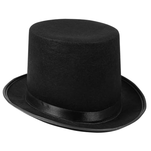Ipetboom Halloween Filzhut Gentleman Hat Schwarz Hoher Magierhut aus Filz Jazz Cap als Kostüm Accessoire und Party Prop für Herren Vielseitiger Zaubererhut für Karneval und von Ipetboom