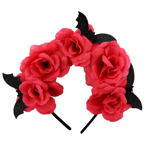 Ipetboom 1stück Halloween Bat Headband Mit Roten Rosen Haaraccessoire Für Für Halloween-partys Und Besondere Anlässe Einzigartiges Design Bequem Und Stylisch von Ipetboom