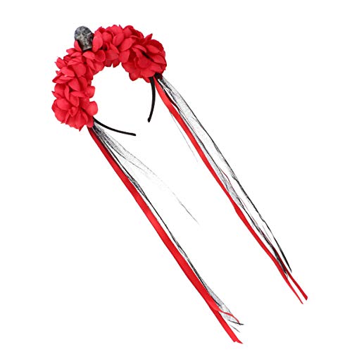Ipetboom 1stück Rotes Blumen-haarband Für Halloween Und Partys Haarschmuck-accessoire Mit Kunstblumen Für Tanz Und Feierlichkeiten von Ipetboom