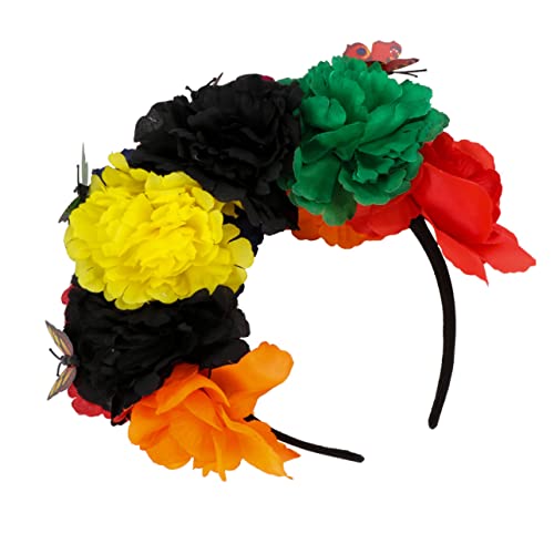 Ipetboom Halloween Haarreif Damen Blumenhaarband mit Künstlichen Rosen und Schmetterlingen Weiches Stoff Stirnband für Party und Fest Vielseitiges Accessoire für Frauen und Zufällige Farbe von Ipetboom