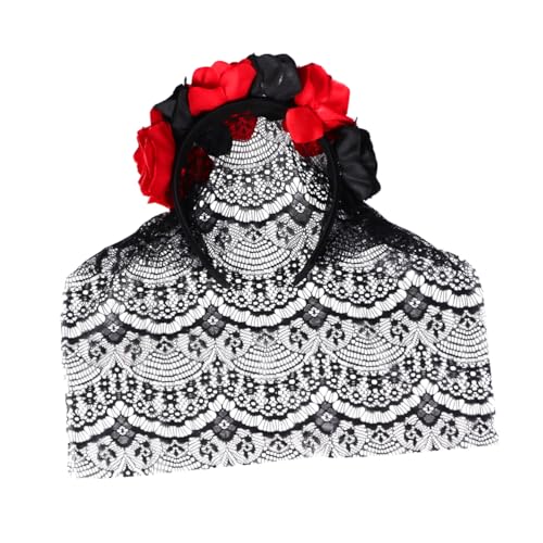 Ipetboom Lace Haarband Mit Schwarzem -veil Für Halloween Und Kostümpartys Blumenhaarschmuck Für Für Festliche Anlässe Und Rollenspiele von Ipetboom