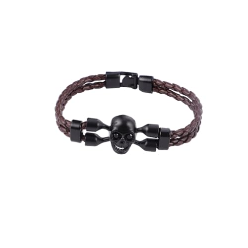 Ipetboom Halloween Herren Armband Geflochtenes Lederarmband mit Schädel Stylisches Vintage Männer Schmuck von Ipetboom