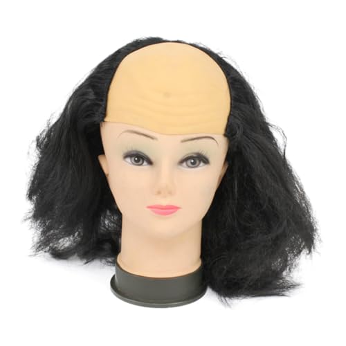 Ipetboom Halloween Schwarze Glatzen Perücke Elastisch Lustige Alte Damen Masquerade Kostüm Party Zubehör für Erwachsene von Ipetboom