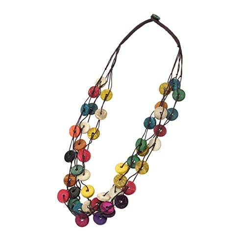 Ipetboom Böhmische Kokosnussschalen Halskette Handgefertigt Mehrschichtig Bunt Schmuckgeschenk für Frauen Vintage von Ipetboom