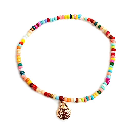 Ipetboom Handgefertigte Bunte Fußkette mit Muschelanhänger Sommerliche Strand Fußkettchen für Damen Verstellbare Hawaiianische Legierung Perfektes Accessoire für Urlaub und Reisen von Ipetboom