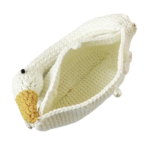 Ipetboom Handgefertigte Damen Umhängetasche aus Gehäkeltem Garn mit Modischer Perlenkette Vielseitig Tragbar als Crossbody Schulter Handtasche Robustes Material für Alltag Reisen und von Ipetboom