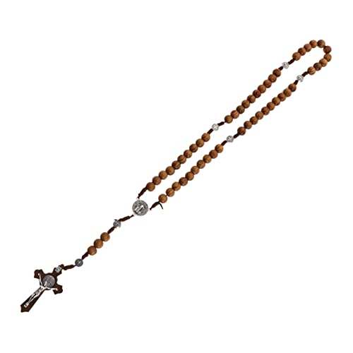 Ipetboom Handgefertigte Holz Kreuzkette mit Gebetsperlen Stilvolle Religiöse Halskette für Herren und Damen Einzigartiges Design für Besondere Anlässe Wie Partys und Cosplay von Ipetboom