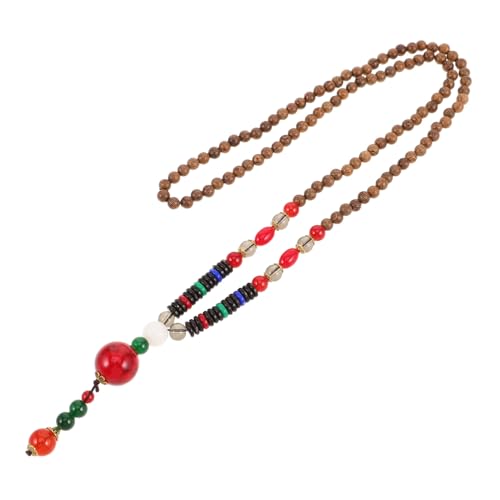 Ipetboom Holzperlenkette Mit Langer Kette Handgefertigte Ethnische Feng-shui-meditationskette Lange Perlenhalskette Für Frauen Und Männer Vintage Meditationsperlenkette von Ipetboom