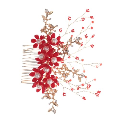 Ipetboom Handgemachter Perlen Haar Insert für Brautkopfschmuck Blumenform Rotes Haaraccessoire für Elegant und Tragbar für Besondere Anlässe Ipetboom Handgemachter Perlen Haar Insert für Brautkopfschmuck Blumenform Rotes Haaraccessoire für Elegant und Tragbar für Besondere Anlässe von Ipetboom