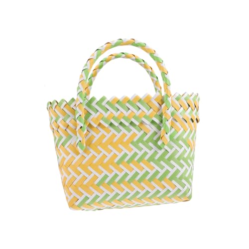 Ipetboom Handgewebte Damen Handtasche Korb Strandtasche Modisch Vielseitig Gelb grün für Shopping Ausgehen Alltag Kleine Tasche für Handy Schlüssel Portemonnaie Ipetboom Handgewebte Damen Handtasche Korb Strandtasche Modisch Vielseitig Gelb grün für Shopping Ausgehen Alltag Kleine Tasche für Handy Schlüssel Portemonnaie von Ipetboom
