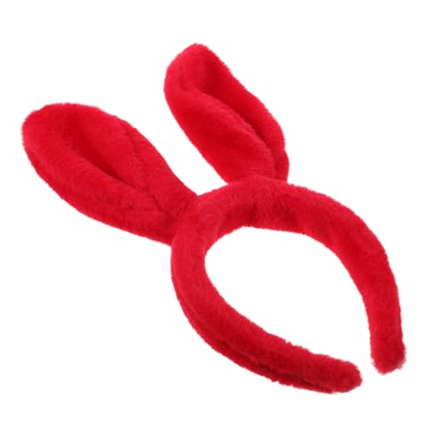 Ipetboom Hasenohr Stirnband Ohren Dekorationen Zubehör Hasenkostüm Hasenhaarreifen Häschenohr-stirnband Aus Spitze Kostüm Für Hasenmädchen Kaninchenohrstirnband Plüsch Rot von Ipetboom