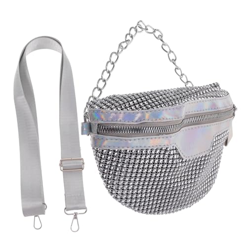 Ipetboom Helle Diamant Hüfttasche Für Damen Glänzende Hüfttasche Damen Hüfttasche Einkaufstasche Gürteltasche Durchsichtige Geldbörse Hüfttasche Metall Silber von Ipetboom