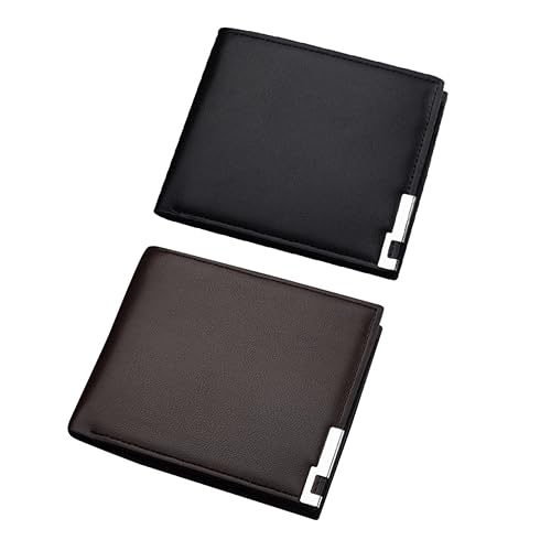 Ipetboom Herren Geldbörse Kurze Brieftasche Schwarz Mit Eisenhalter Für Kreditkarten Bargeld Ausweise von Ipetboom