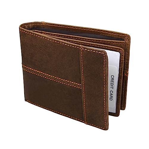 Ipetboom Herren Geldbörse RFID Schutz Kurz Portemonnaie mit Münzfach Braun Retro Stil Langlebig und Geräumig für Alltag Schule Arbeit von Ipetboom